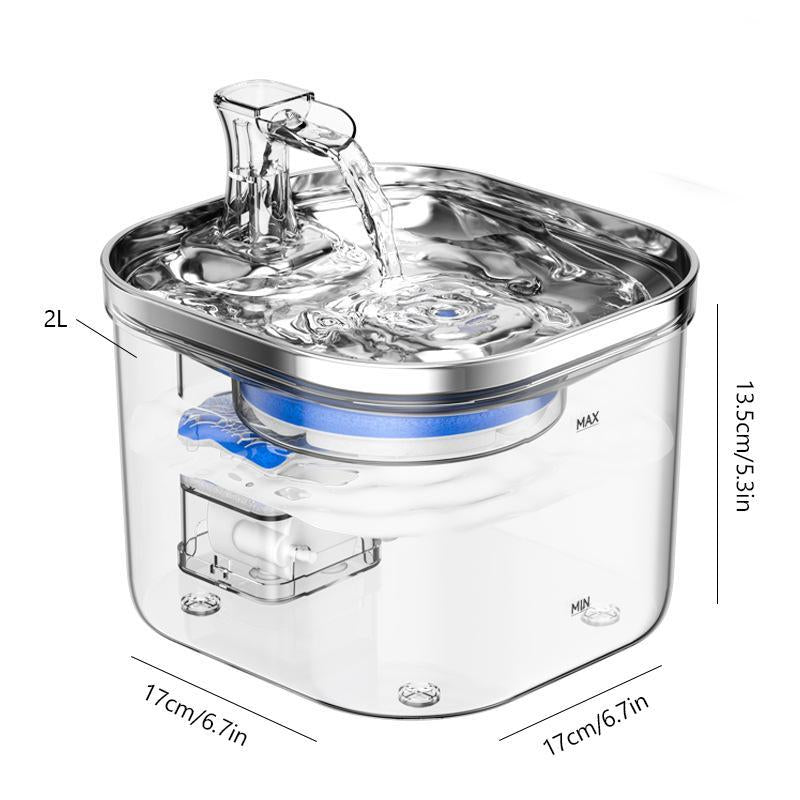 2L Cat Water Fountain, Smart Pet Water Fountain with Filter Element, Visual Water Level Pet Drinking Fountain, Pet Feeding Supplies for Cats and Dogs, Christmas Gift