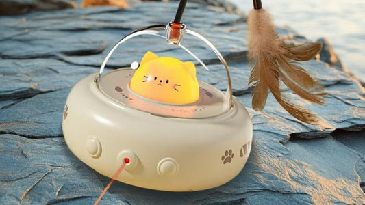 GLINPET Automatic Cat Toys, Cat Teasing Toy with Rotating Laser, Hands-Free Play for Indoor Cats, Intelligent Cat Toy, Smart Electric Feather Teaser for Kitten