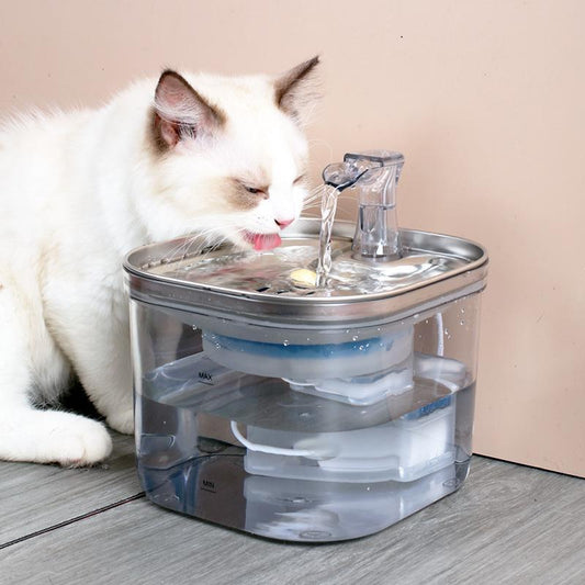2L Cat Water Fountain, Smart Pet Water Fountain with Filter Element, Visual Water Level Pet Drinking Fountain, Pet Feeding Supplies for Cats and Dogs, Christmas Gift