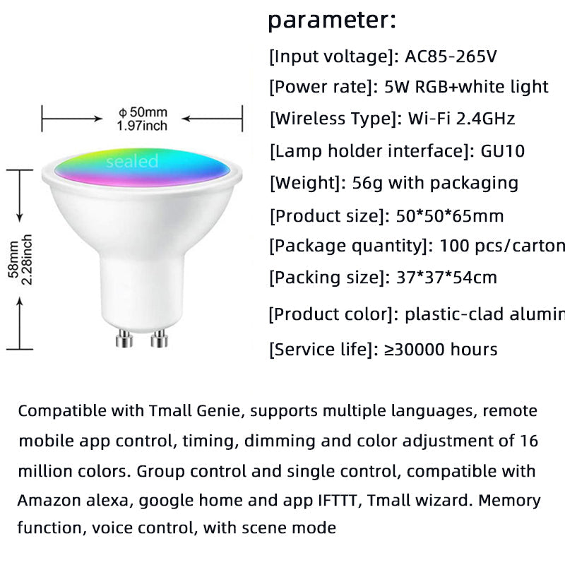 WIFI Smart Spotlight GU10 RGBCW