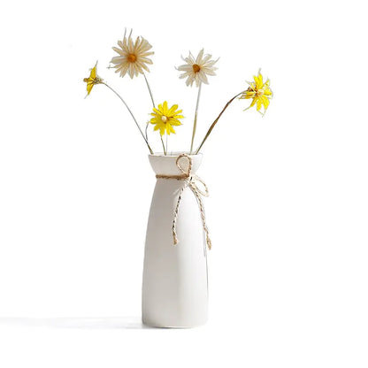 Modern Minimalist White Hemp Rope Ceramic Vase