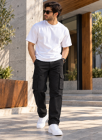6 Pocket Regular Fit Black Cargo - Image 2