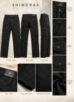 6 Pocket Regular Fit Black Cargo - Image 5