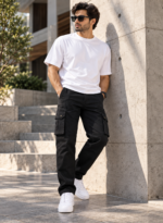6 Pocket Regular Fit Black Cargo - Image 3
