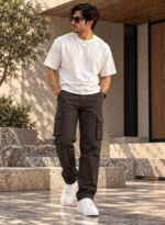 6 Pocket Regular Fit Dark Brown Cargo - Image 3