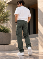 6 Pocket Regular Fit Dark Green Cargo - Image 3