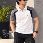 Color Blocked Zipper Polo T-Shirt