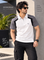 Color Blocked Zipper Polo T-Shirt