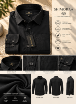 Solid Regular Fit Black Cotton Shirt - Image 4