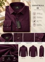 Solid Regular Fit Purple Cotton Shirt - Image 4