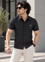 Geometric Print Half-Sleeve Shirt - Image 2