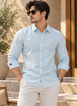 Sky Blue Cotton Linen Shirt