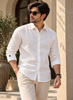 White Cotton Linen Shirt