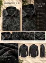 Black Botanical Print Full-Sleeve Shirt - Image 4