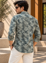 Botanical Print Gray Full-Sleeve Shirt - Image 3