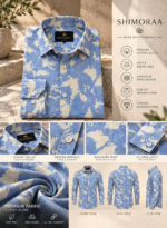 Blue Abstract Leaf Print Shirt - Image 4