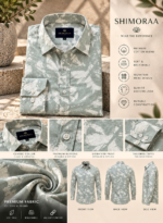 Sage Green Abstract Leaf Print Shirt - Image 4