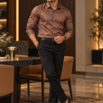 Chocolate Brown Satin Shirt
