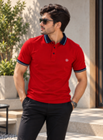 Tipped Collar Solid Polo T-Shirt - Image 2