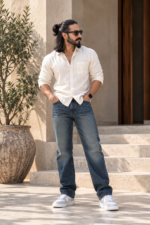 Blue Green Washed Straight Fit Jeans - Image 2