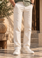 Cream Linen Cotton Pant