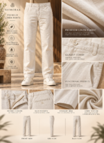 Cream Linen Cotton Pant - Image 4