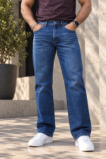 Blue Washed Straight Fit Jeans