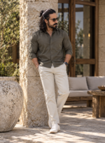Cream Comfort Fit Trousers - Image 2