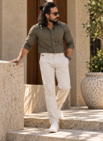 Cream Comfort Fit Trousers - Image 3